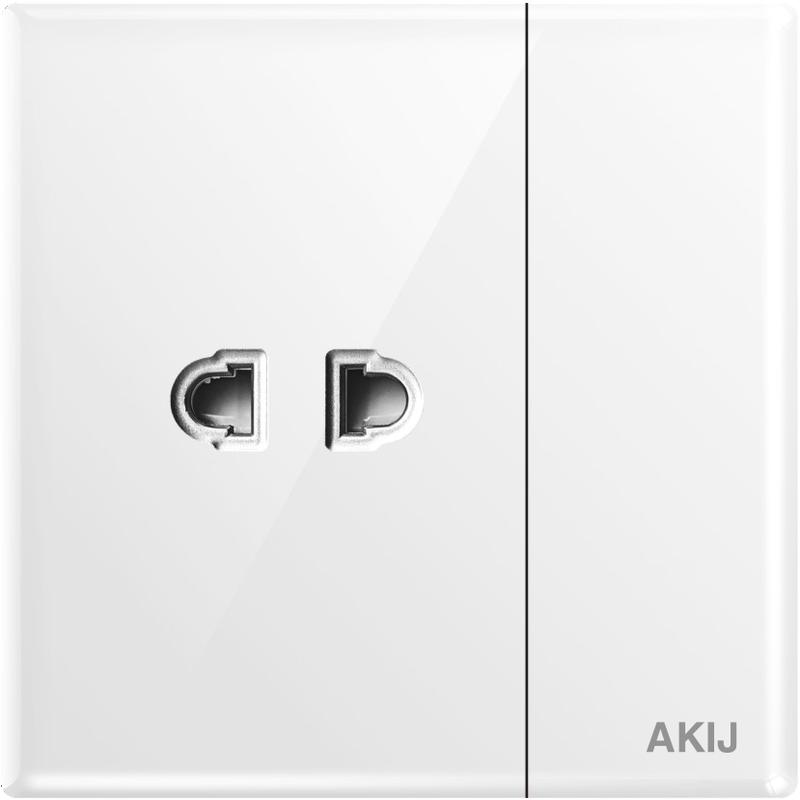 AKIJ Divine 2 Pin Socket With Switch -White - FDW2PS91885