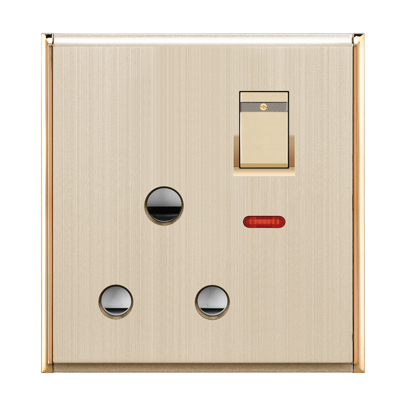 Akij Aura 3 Pin Round Socket With Switch 15A - FGA3PRS0014