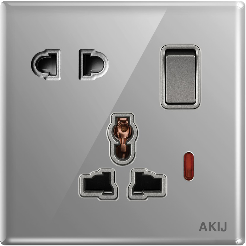 Akij Divine Multi Socket With Switch 16A -Grey - FDGMSS91909