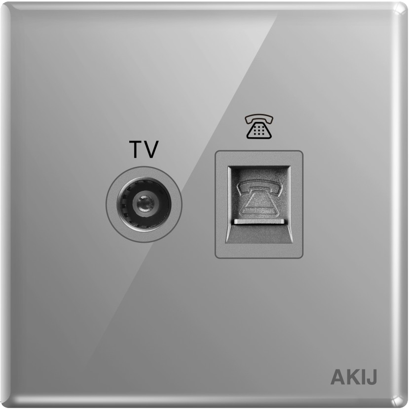 Akij Divine TV and Telephone Socket- Grey - FDGTTS91914