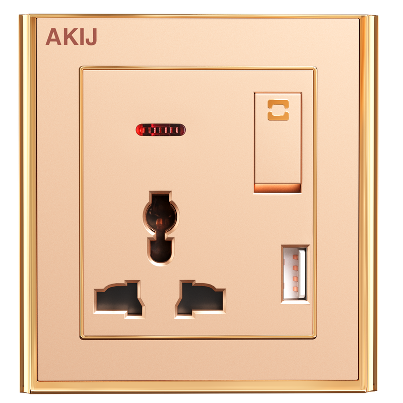 Akij Innova 3 Pin Universal Socket With USB 13A - FGI3PUS0057