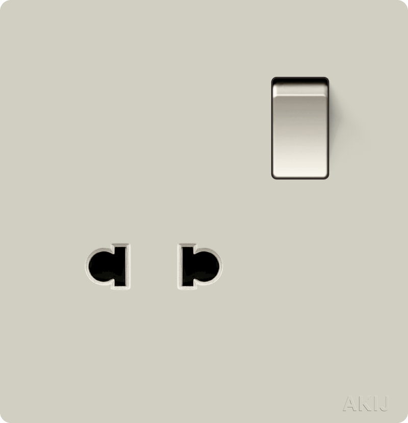 Akij Roma 2 Pin Socket With Switch -Golden - FR2PSS10959