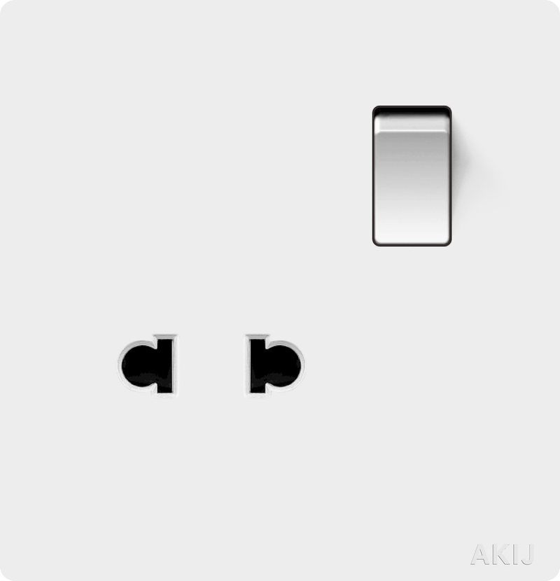 Akij Roma 2 Pin Socket With Switch -White - FR2PSS10980
