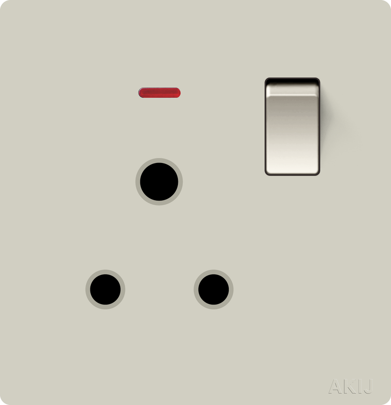 Akij Roma 3 Pin Round Socket With Switch 15A -Golden - FR3P1510963