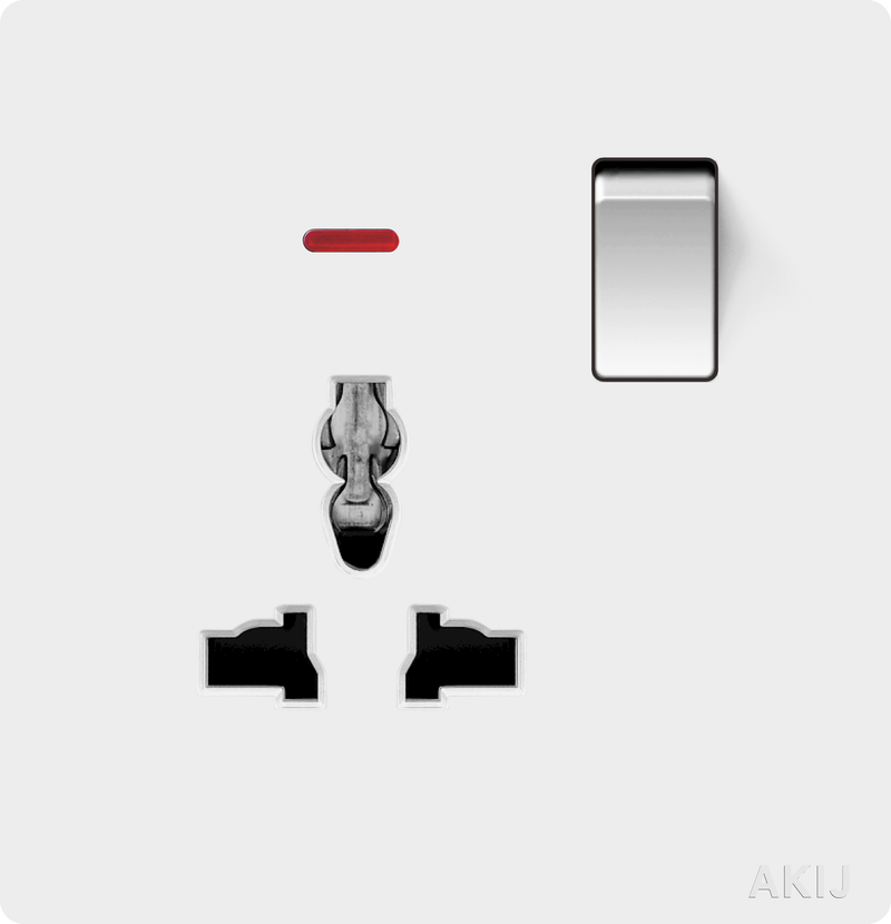 Akij Roma 3 Pin Universal Socket With Switch 13A- White - FR3PUS10981