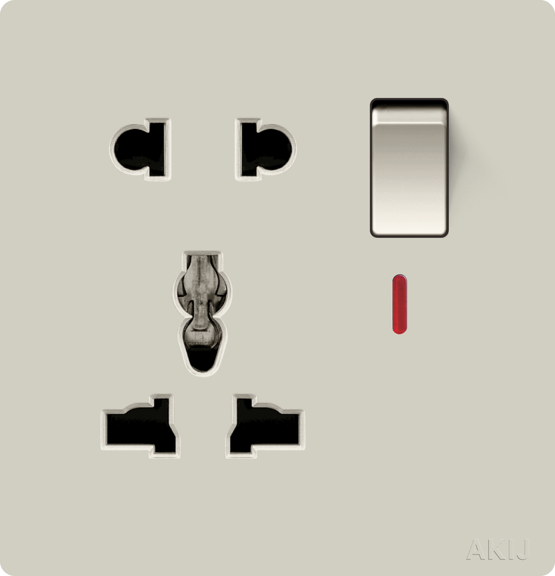 Akij Roma Multi Socket With Switch 13A -Golden - FRMS1310961