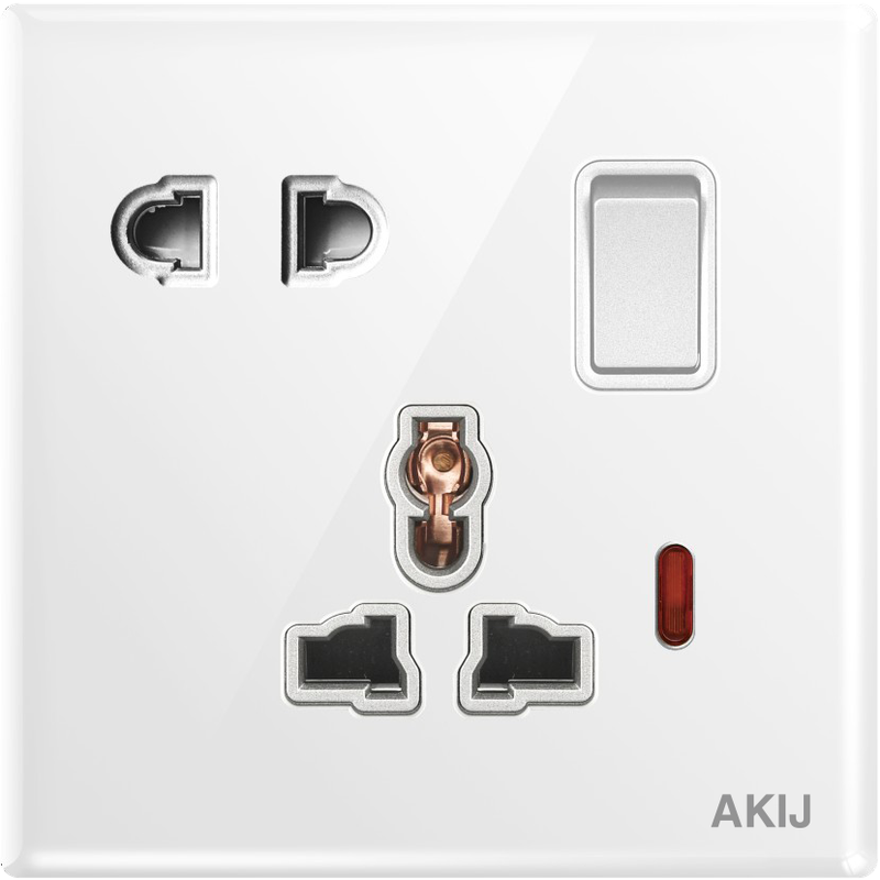 Akij Divine Multi Socket With Switch 16A -White - FDWMSS91887