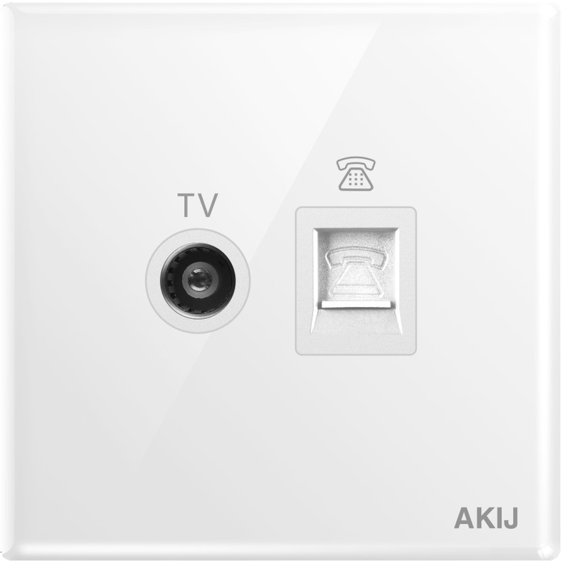Akij Divine TV and Telephone Socket- White - FDWTTS91892