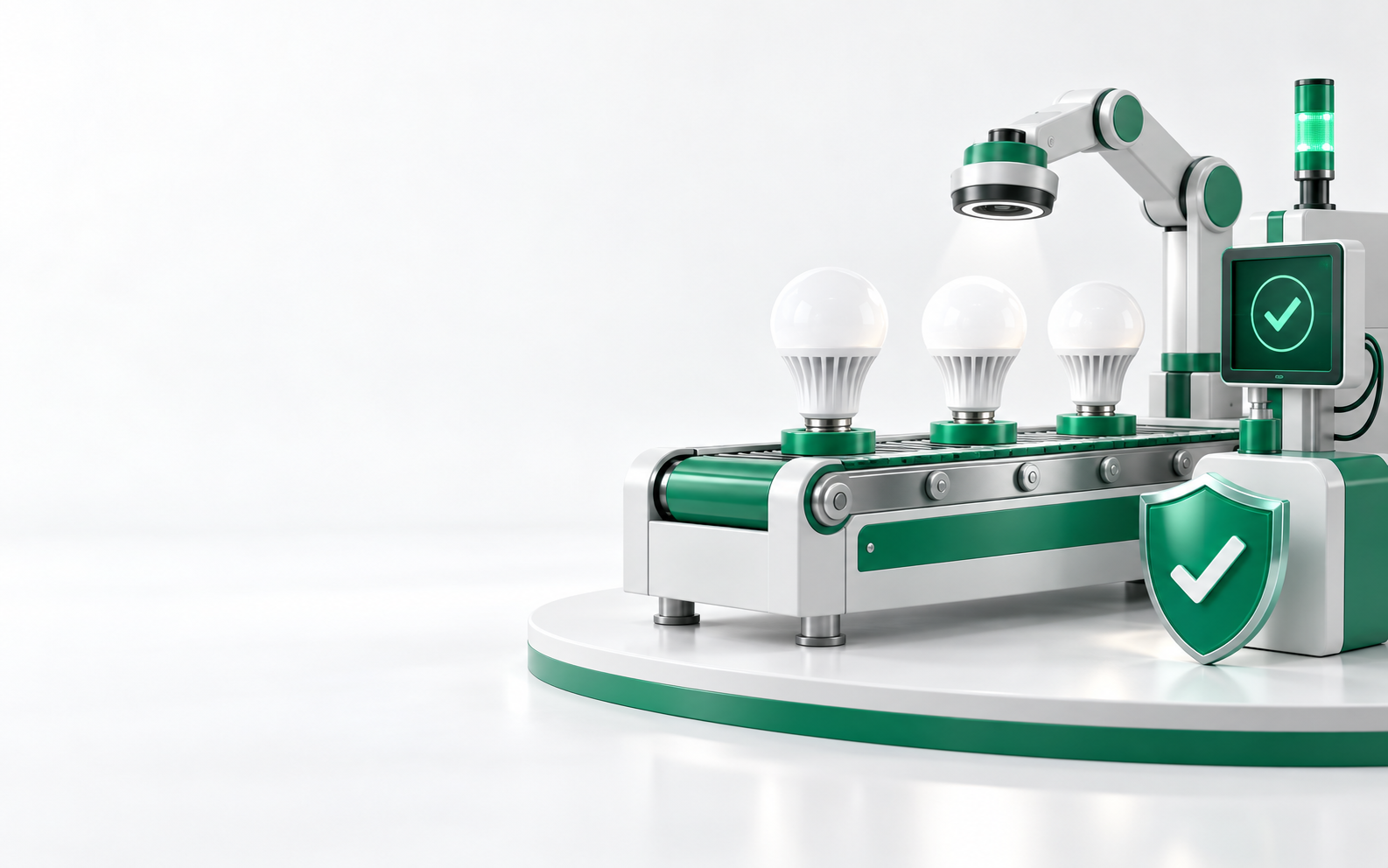 LED bulb undergoing controlled quality testing with professional light and electrical measurement equipment