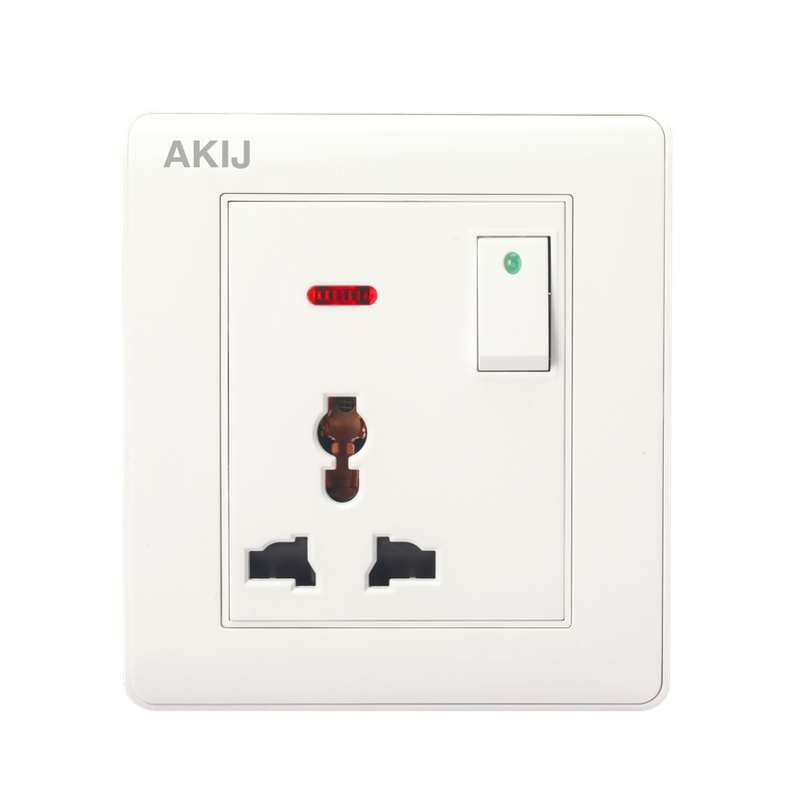 Akij Elite 3 Pin Universal Socket With Switch 13A - FGE3PUS1864