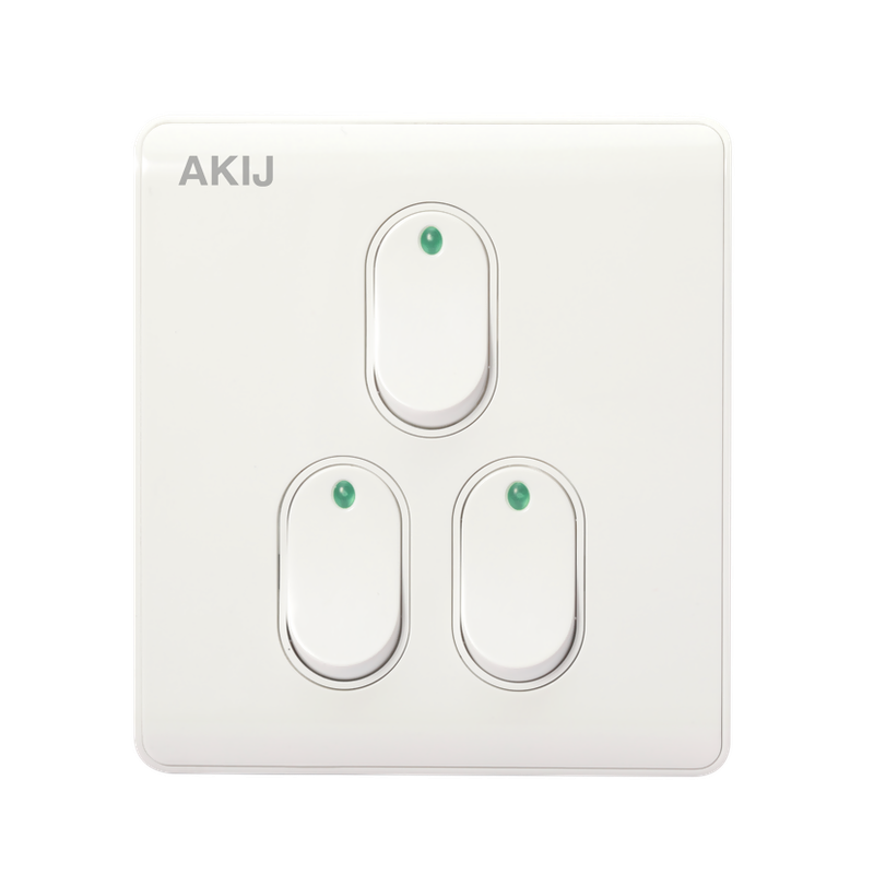 Akij Elite 3 Gang 1 Way Switch - FGE3G1W1858