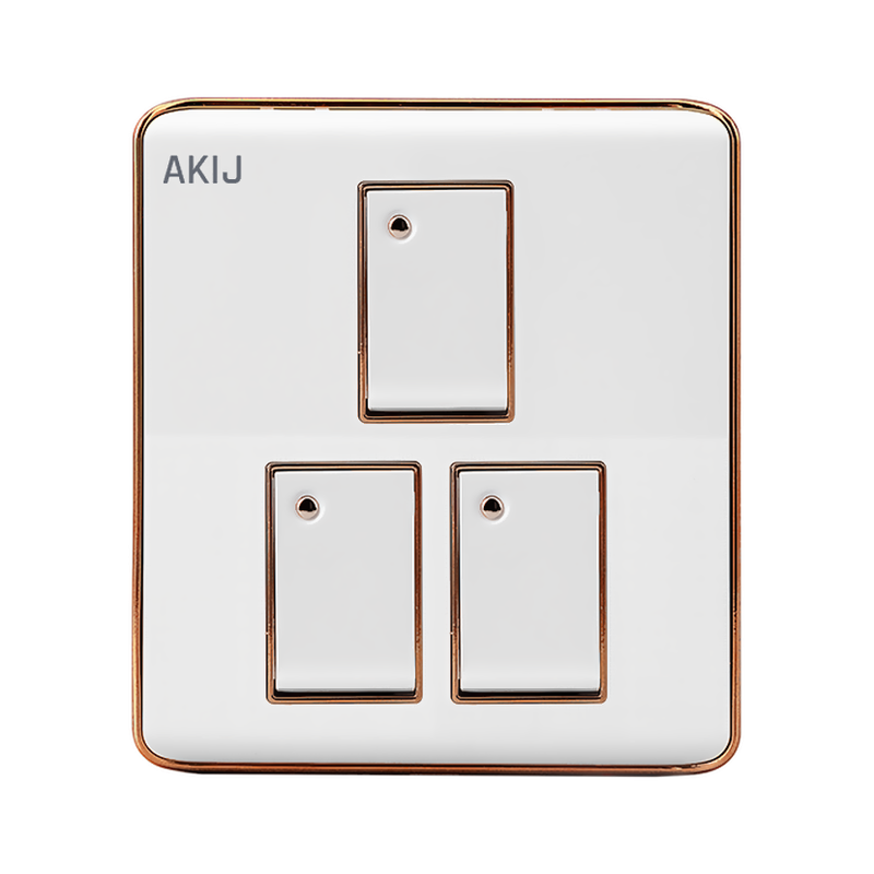 Akij Delight 3 Gang 1 Way Switch - FGD3G1W0027