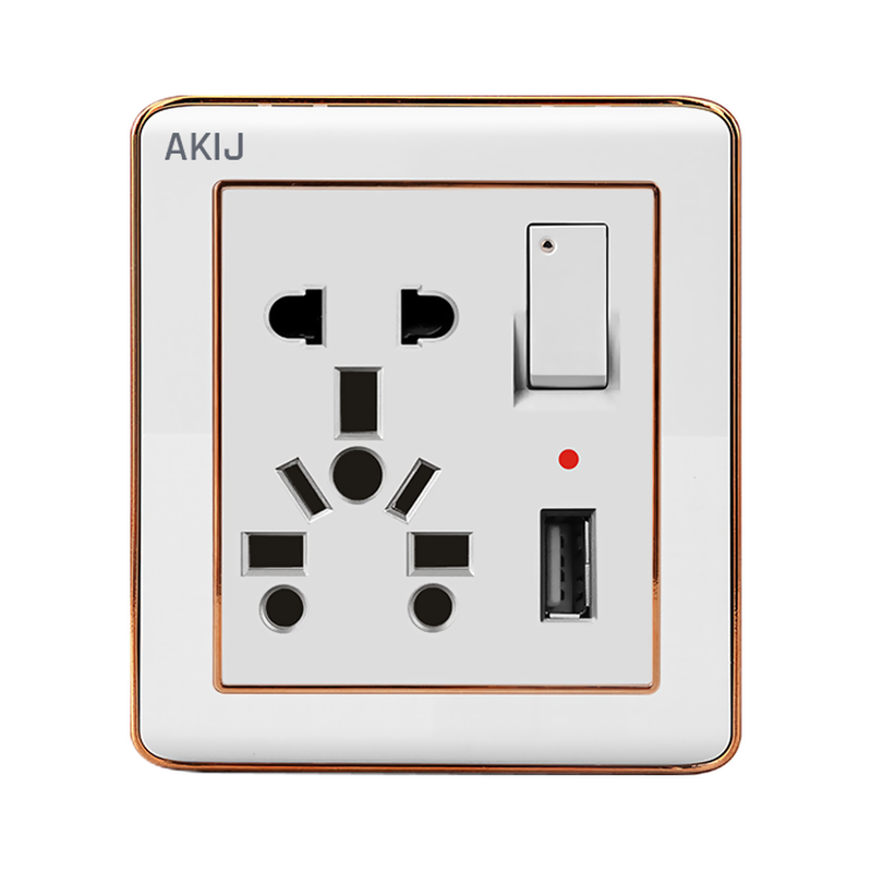 Akij Delight Combination Socket With USB 16A - FGD3PUS0035