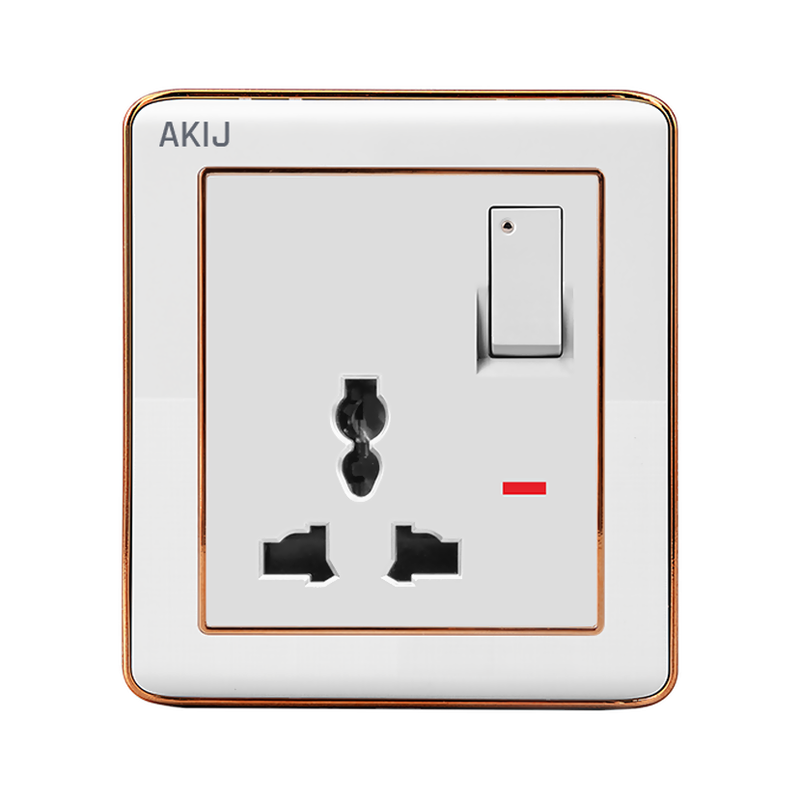 Akij Delight 3 Pin Universal Socket With Switch 13A - FGD3PUS0033