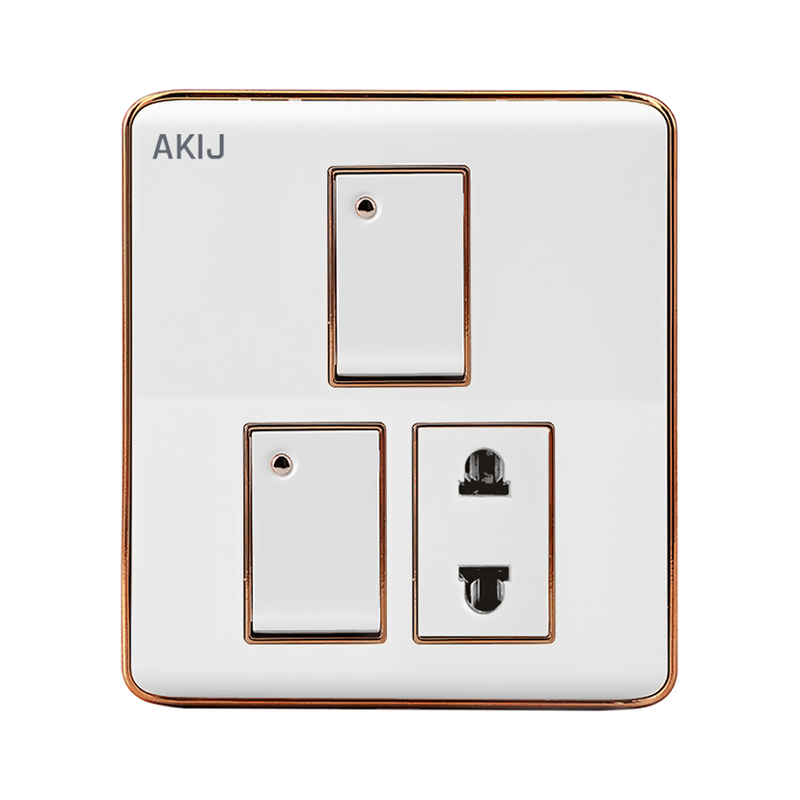 Akij Delight 2 Gang and 2 Pin Socket With Shutter - FGD2G2P0043