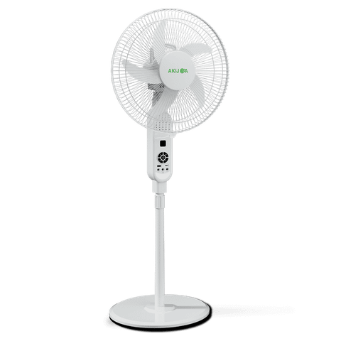 AKIJ ORA BLDC Rechargeable Stand Fan 16 Inches with Remote-White - FGSF1693405