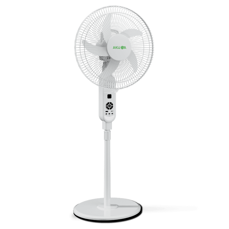 AKIJ ORA BLDC Rechargeable Stand Fan 16 Inches with Remote-White - FGSF1693405