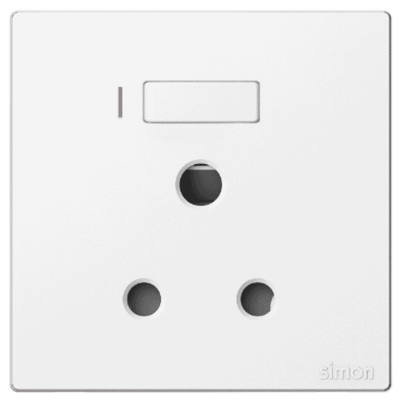 M3 White 3 Pin Round Socket With Switch 15A - FGMW3R90401