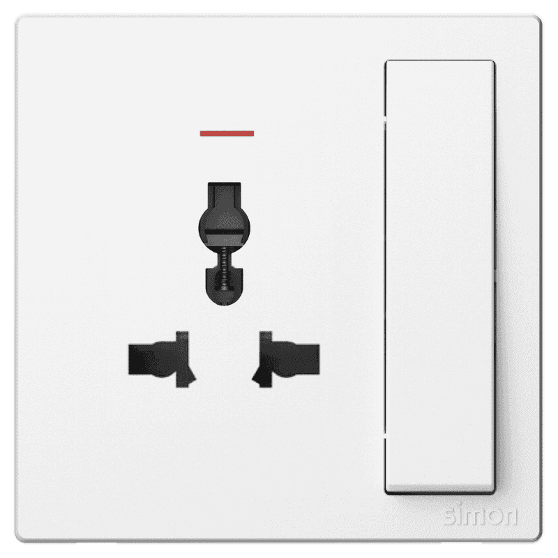 M3 White 3 Pin Universal Socket With Switch 13A - FGMW3P90399