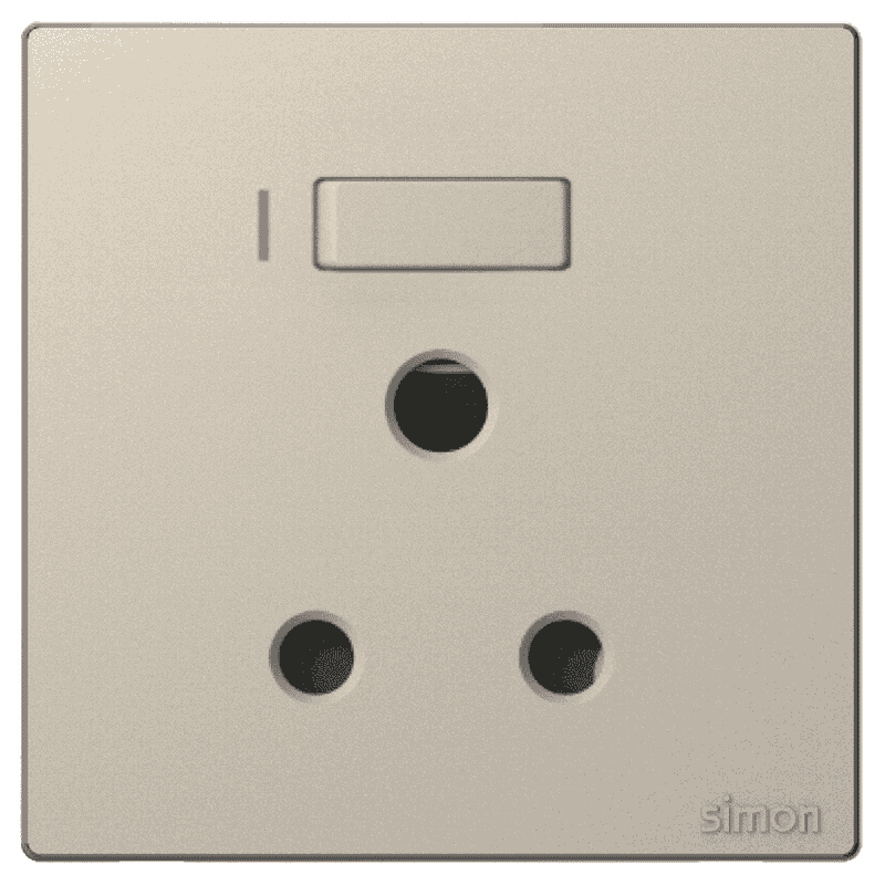 M3 Champagne 3 Pin Round Socket With Switch 15A - FMC3PR90419