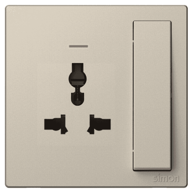 M3 Champagne 3 Pin Universal Socket With Switch 13A - FMC3PU90417
