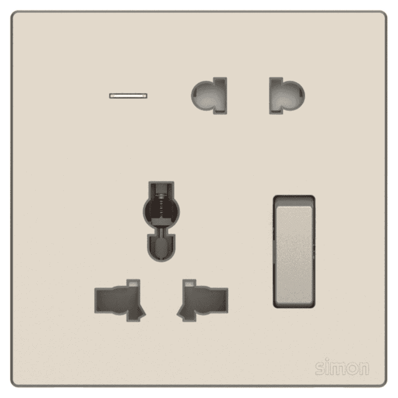 M3 Champagne Multi Socket With Switch 13A - FMCMSS90425