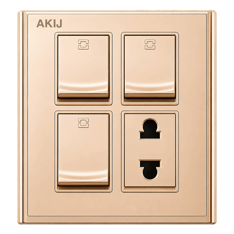 Akij Innova 3 Gang and 2 Pin Socket With Shutter - FGI3G2P0066