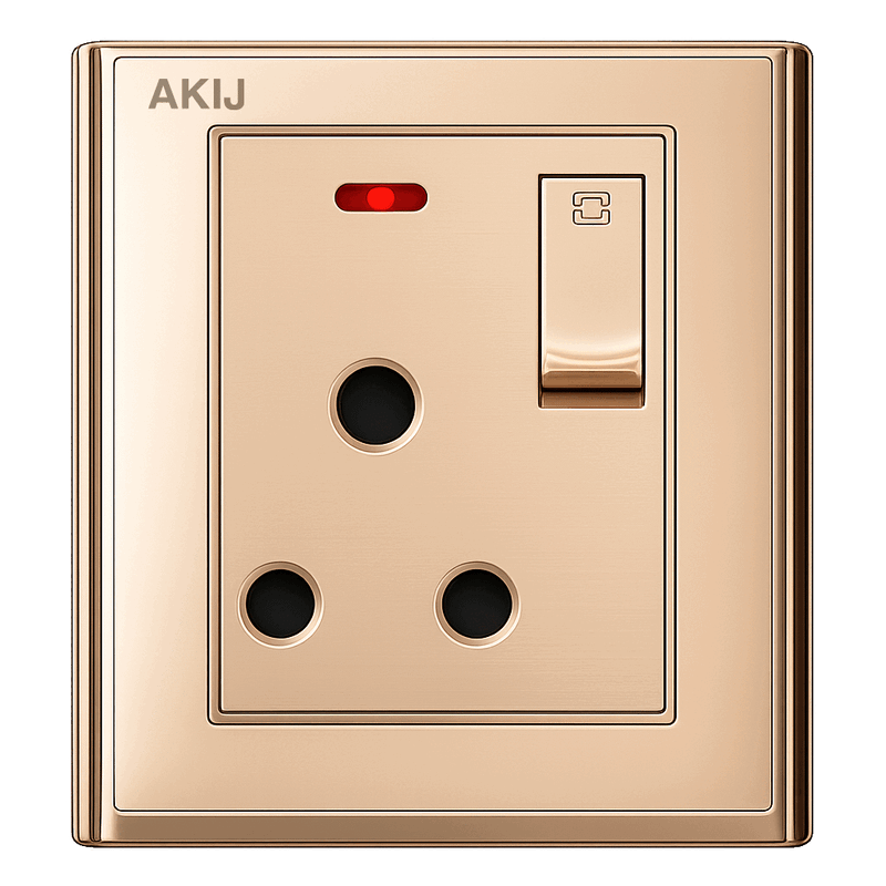 Akij Innova 3 Pin Round Socket With Switch 15A - FGI3PRS0058